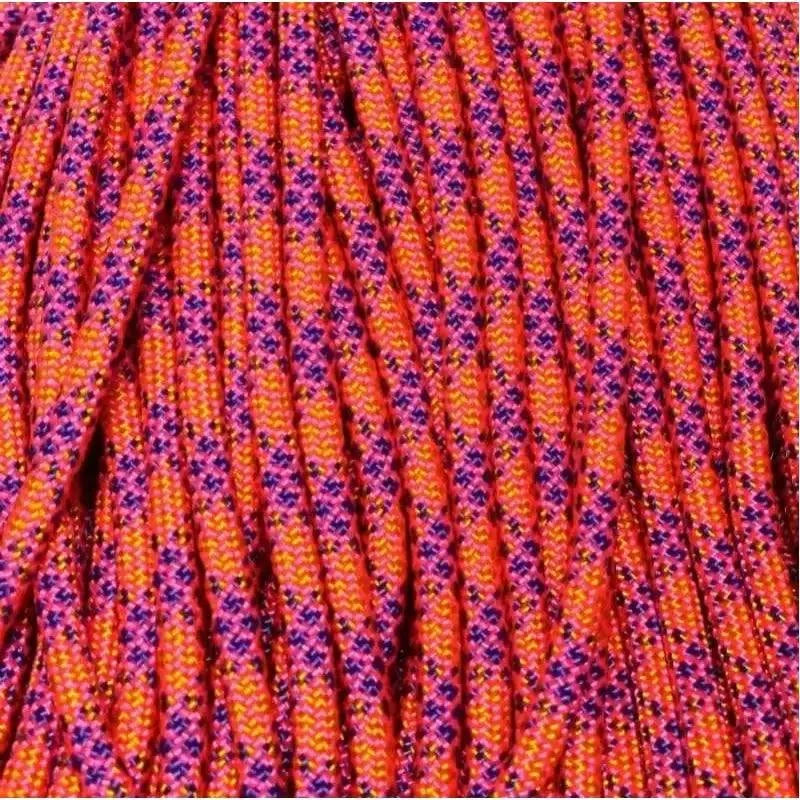 4 mm (5/32”) 550 Paracord Tropical Sunset Made in the USA Nylon/Nylon (100 ft) El Wood Braiding Co