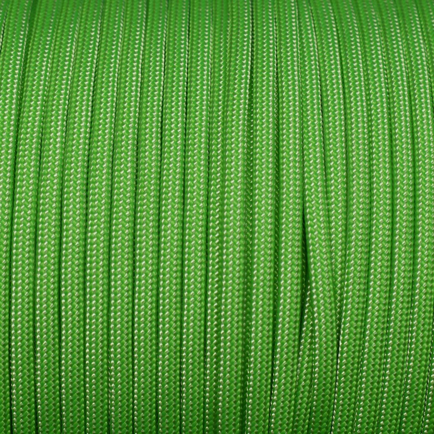 550 Paracord White and Neon Green Stripes Made in the USA Nylon/Nylon (1000 FT.) - Paracord Galaxy