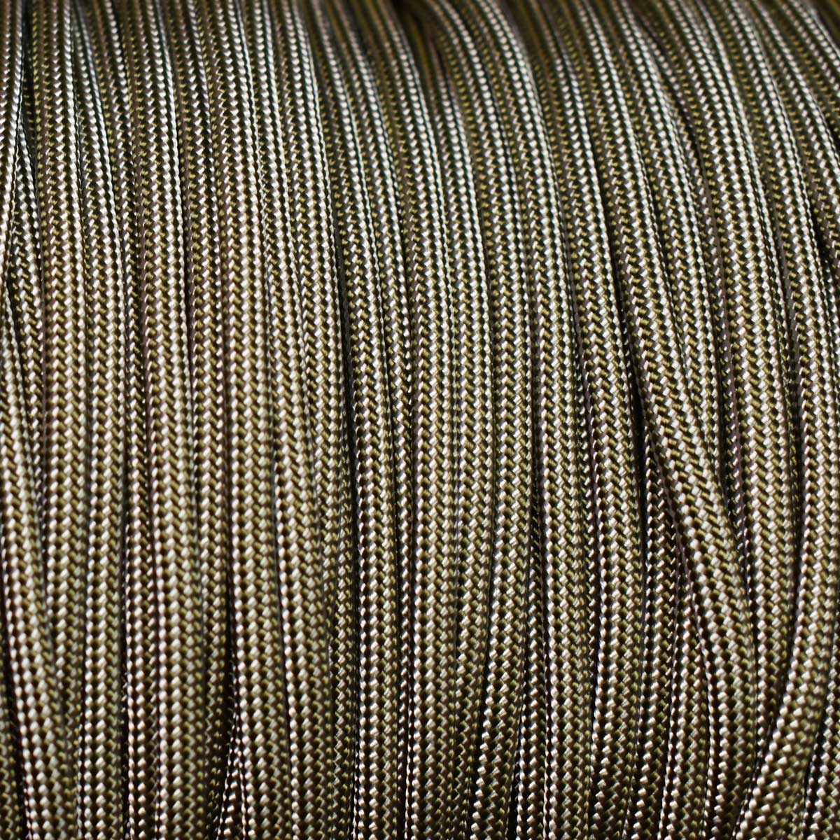 550 Paracord White and Olive Drab (OD) Stripes Made in the USA Nylon/Nylon (1000 FT.) - Paracord Galaxy