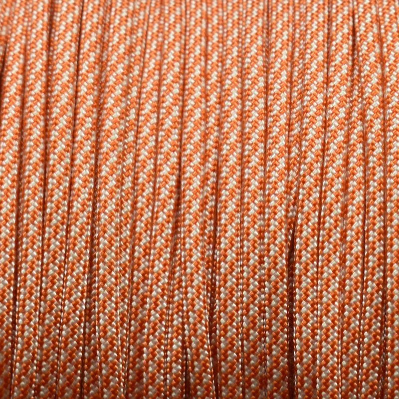 550 Paracord White & International Orange Candy Cane Made in the USA Nylon/Nylon (1000 FT.) - Paracord Galaxy