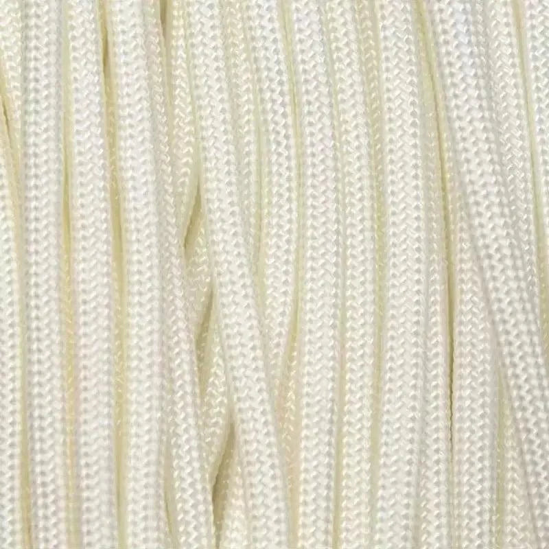 4 mm (5/32”) 550 Paracord White Made in the USA Nylon/Nylon El Wood Braiding Co