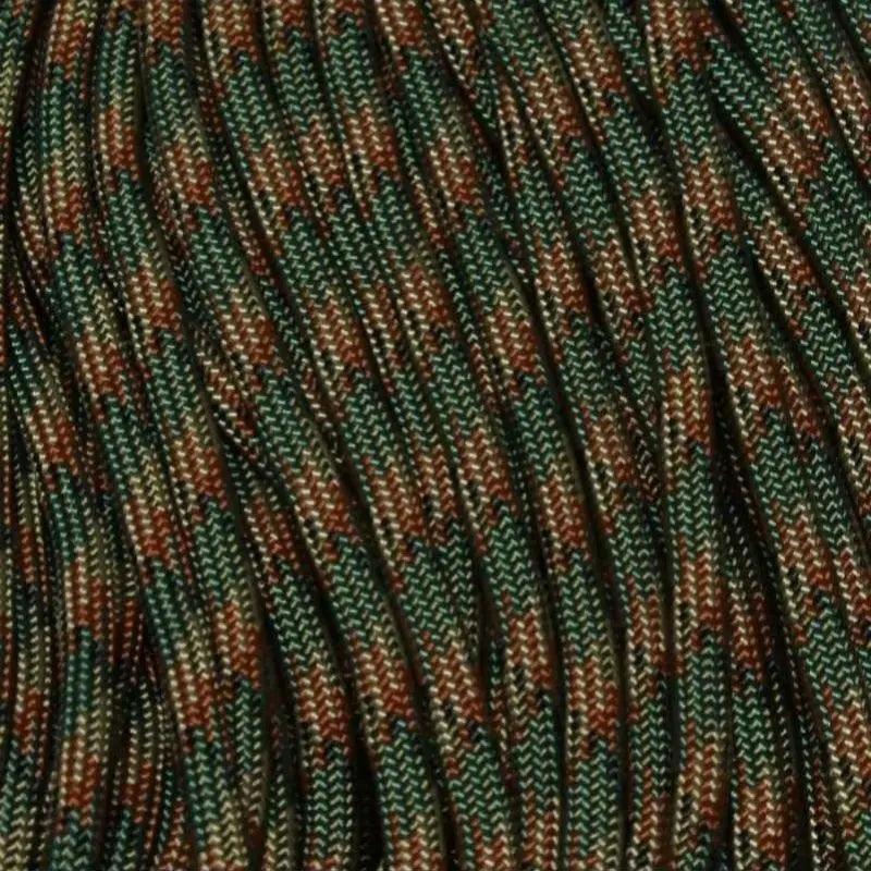 4 mm (5/32”) 550 Paracord Woodland Camo Made in the USA Nylon/Nylon (100 (100 ft) El Wood Braiding Co