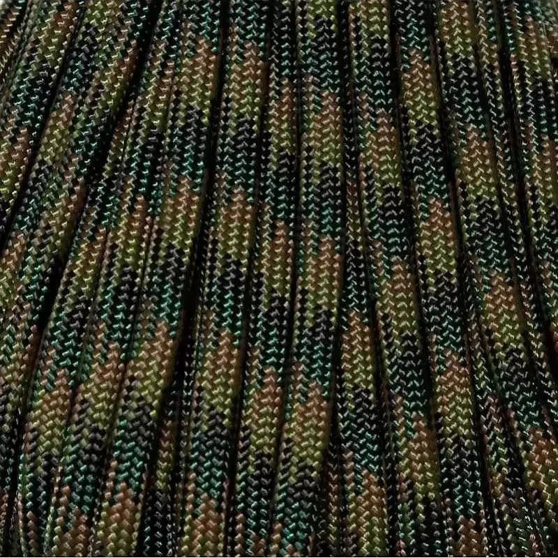4 mm (5/32”) 550 Paracord Woodland Camo Made in the USA Polyester/Nylon Atwood Rope MFG