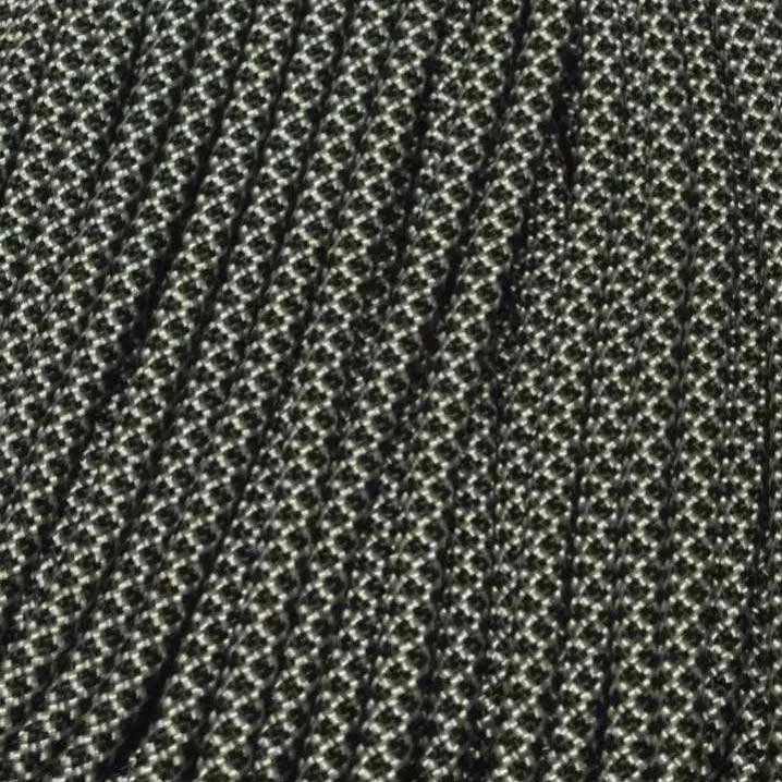 4 mm (5/32”) 550 Paracord 550 Silver with Charcoal Diamonds Made in the USA Nylon/Nylon (100 ft) El Wood Braiding Co