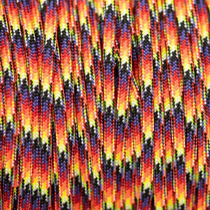 4 mm (5/32”) 550 Paracord 550 Trainwreck Made in the USA Nylon/Nylon (100 ft) El Wood Braiding Co