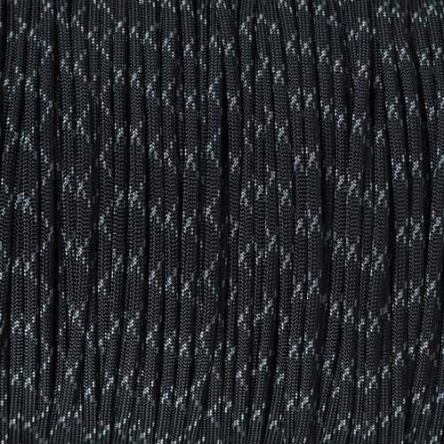 4 mm (5/32”) 550 Paracord Black w/Charcoal X Made in the USA Nylon/Nylon (100 ft) El Wood Braiding Co