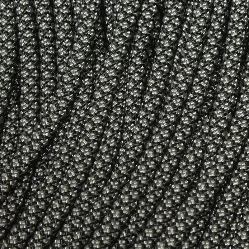 4 mm (5/32”) 550 Paracord Black with Charcoal Gray Diamonds Made in the USA Nylon/Nylon (100 ft) El Wood Braiding Co