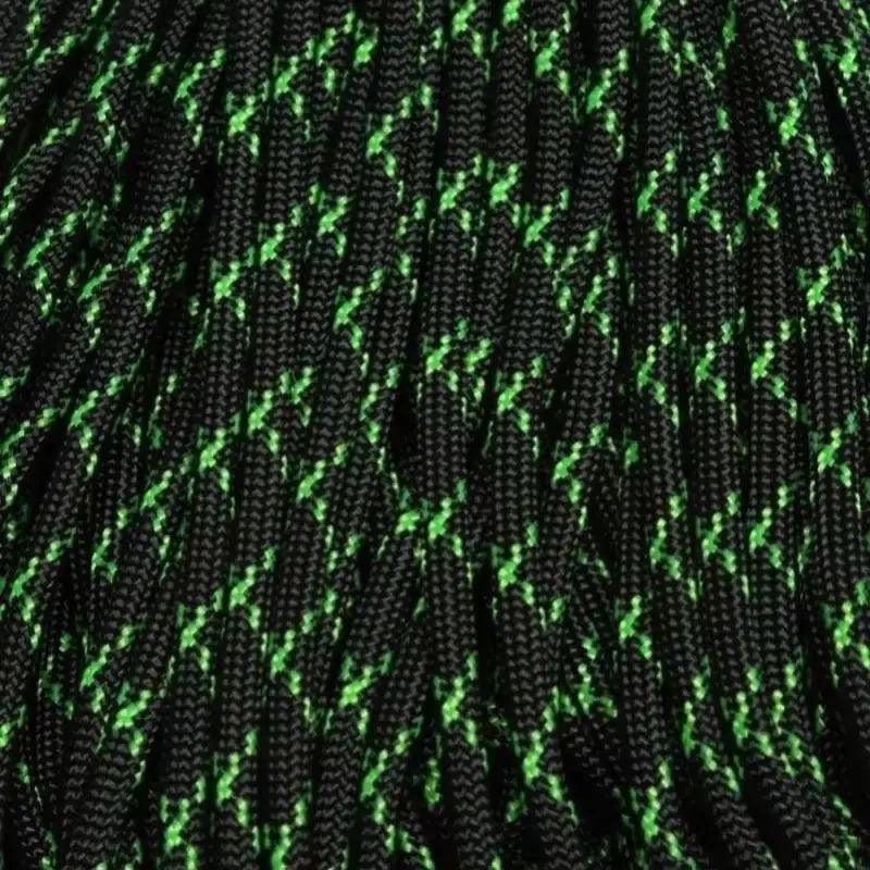 4 mm (5/32”) 550 Paracord Black with Neon Green X Made in the USA Nylon/Nylon El Wood Braiding Co