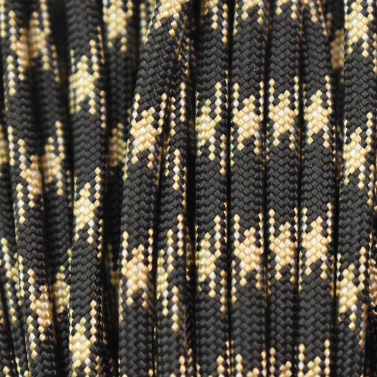 4 mm (5/32”) 550 Paracord Gold and Black Made in the USA Nylon/Nylon El Wood Braiding Co