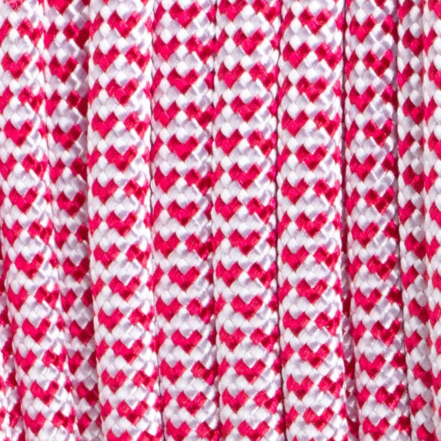 4 mm (5/32”) 550 Paracord Hearts-White with Imperial Red Made in the USA Nylon/Nylon (100 ft) El Wood Braiding Co