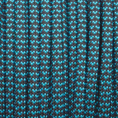4 mm (5/32”) 550 Paracord Hearts-Black with Neon Turquoise Made in the USA Nylon/Nylon (100 ft) El Wood Braiding Co