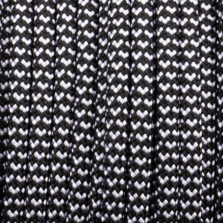 550 Paracord Hearts-Black with White Made in the USA Nylon/Nylon (100 ft)
