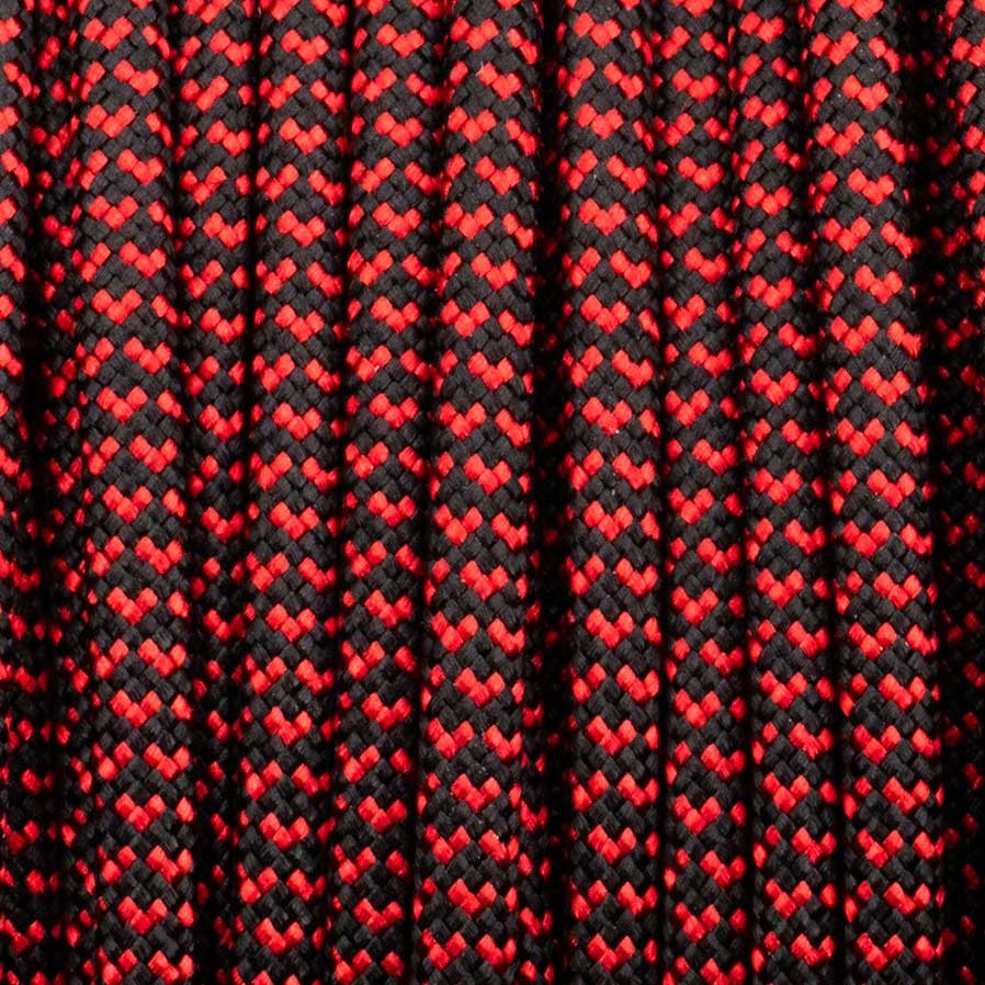 4 mm (5/32”) 550 Paracord Hearts-Black with Imperial Red Made in the USA Nylon/Nylon (100 ft) El Wood Braiding Co