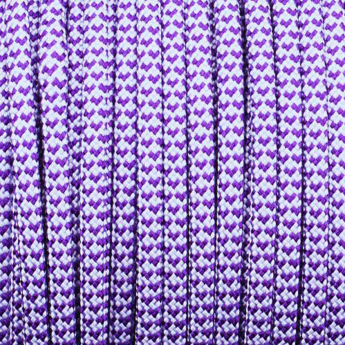 4 mm (5/32”) 550 Paracord Hearts-White with Acid Purple Made in the USA Nylon/Nylon (100 ft) El Wood Braiding Co