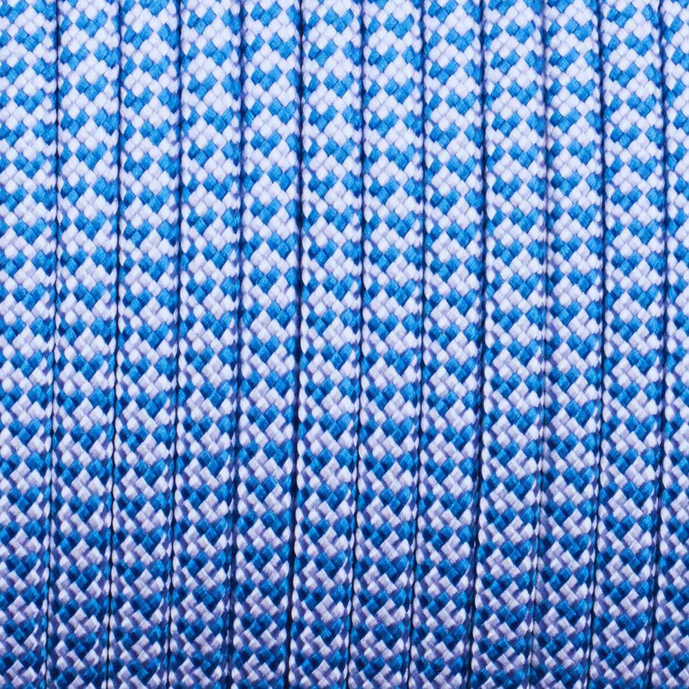 4 mm (5/32”) 550 Paracord Hearts-White with Royal Blue Made in the USA Nylon/Nylon (100 ft) El Wood Braiding Co
