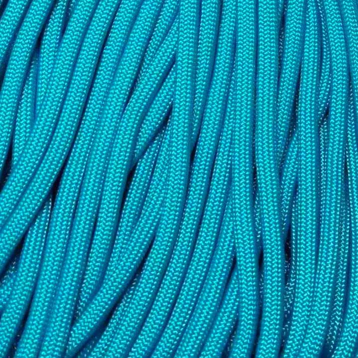 4 mm (5/32”) 550 Paracord Neon Turquoise Made in the USA Nylon/Nylon El Wood Braiding Co
