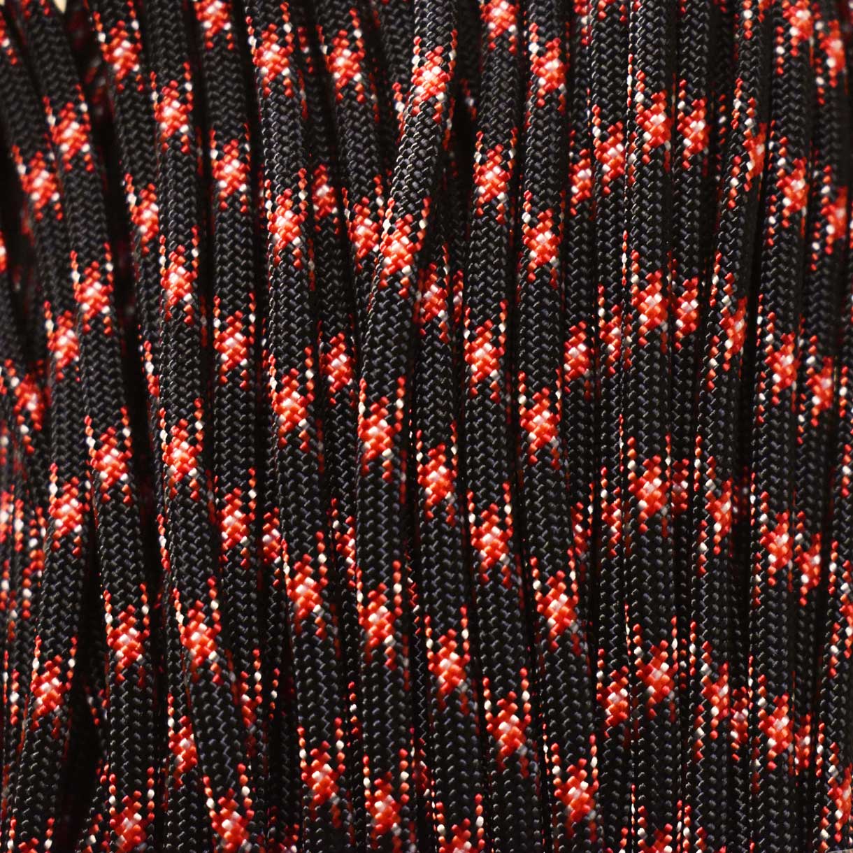 4 mm (5/32”) 550 Paracord Red Lightning Made in the USA Nylon/Nylon El Wood Braiding Co
