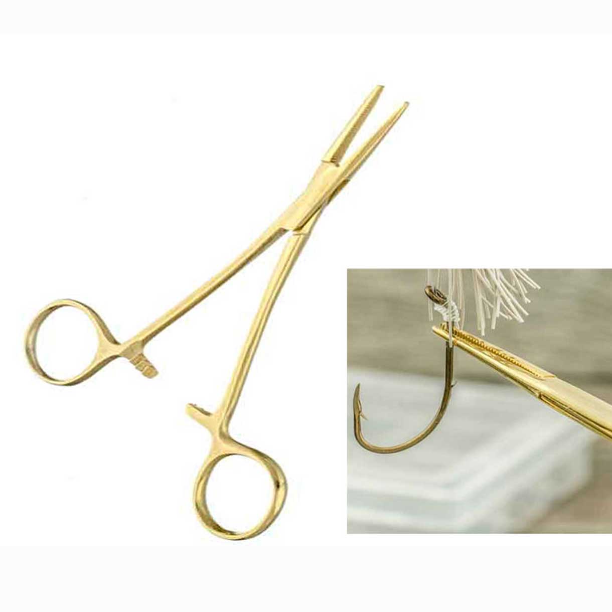 5" Straight Nose Stainless Steel Gold Locking Forceps (1 Pack)