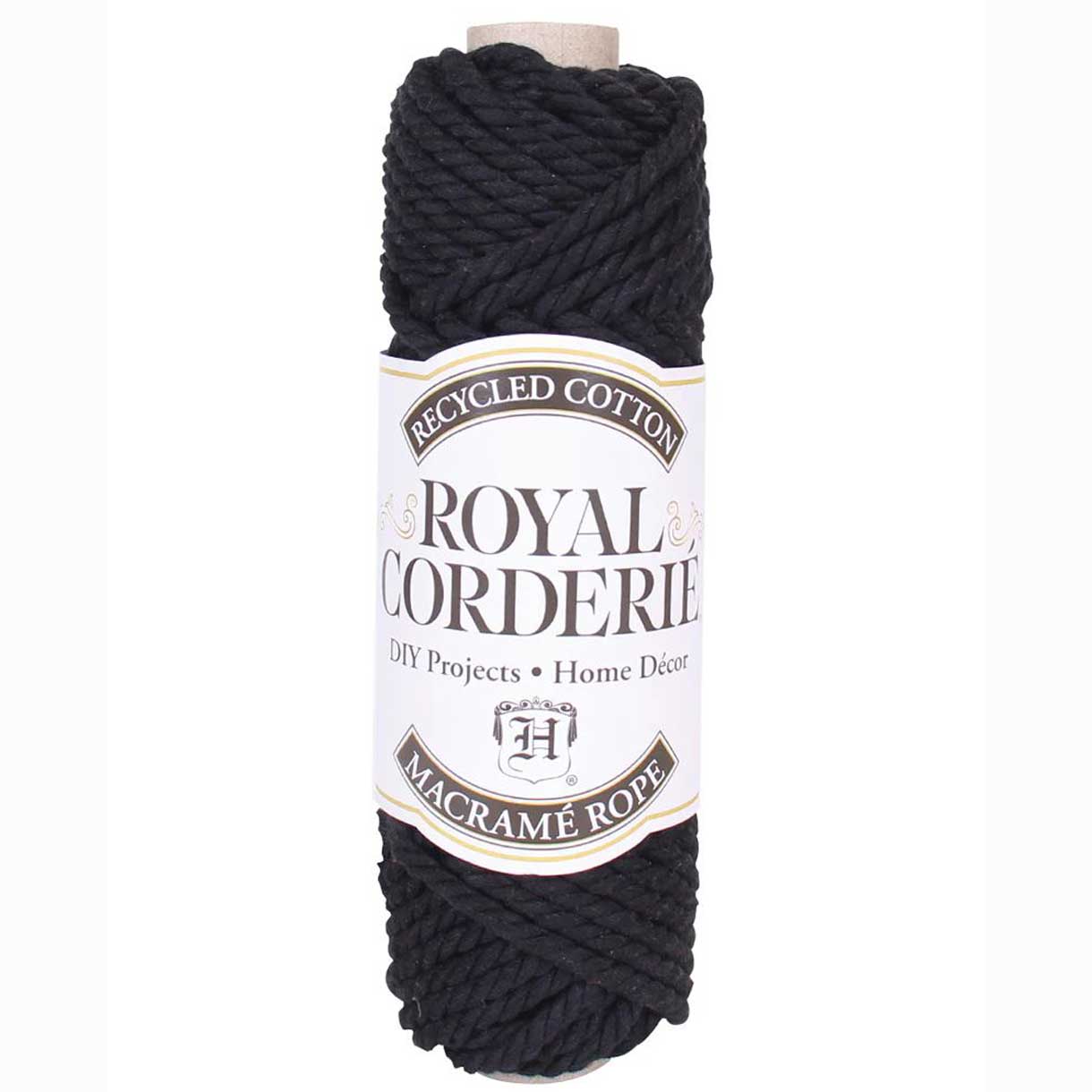 6 mm (15/64") Black Double Twist Recycled Cotton Macrame Rope 20 m (22 yd) Hemptique
