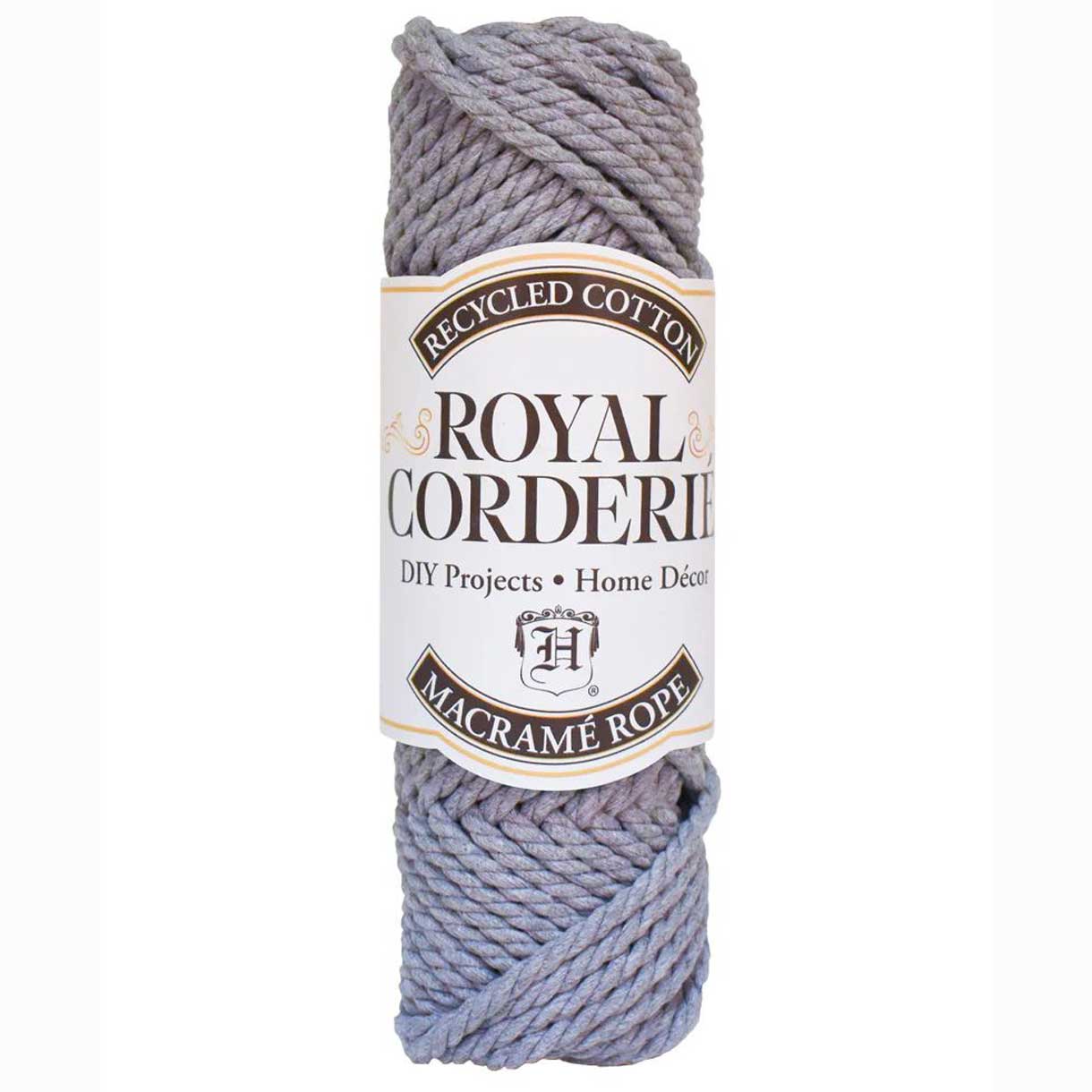 6 mm (15/64") Gray Double Twist Recycled Cotton Macrame Rope 20 m (22 yd) Hemptique