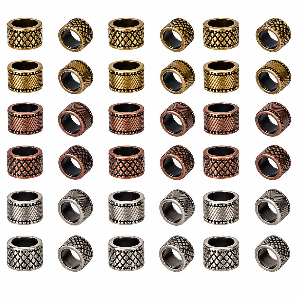 60 Pcs 6 Styles 3 Colors Alloy Spacer Beads (1-Set) 280-
