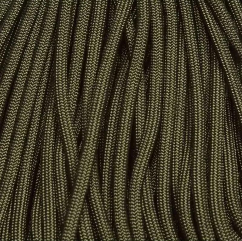4.75 mm (3/16”) 750 Paracord Olive Drab (OD) Made in the USA Nylon/Nylon (100 ft) El Wood Braiding Co