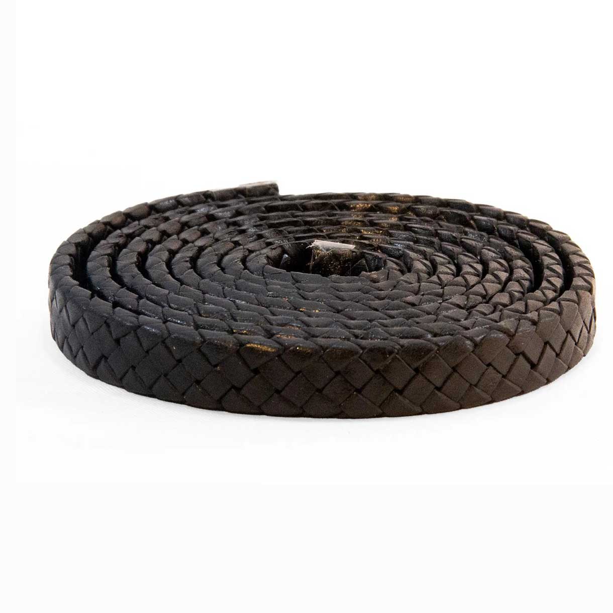 8.0 x 3.5 mm (5/16 x 1/8") Black Oval Braided Leather Cord 1 m (3.3 ft)