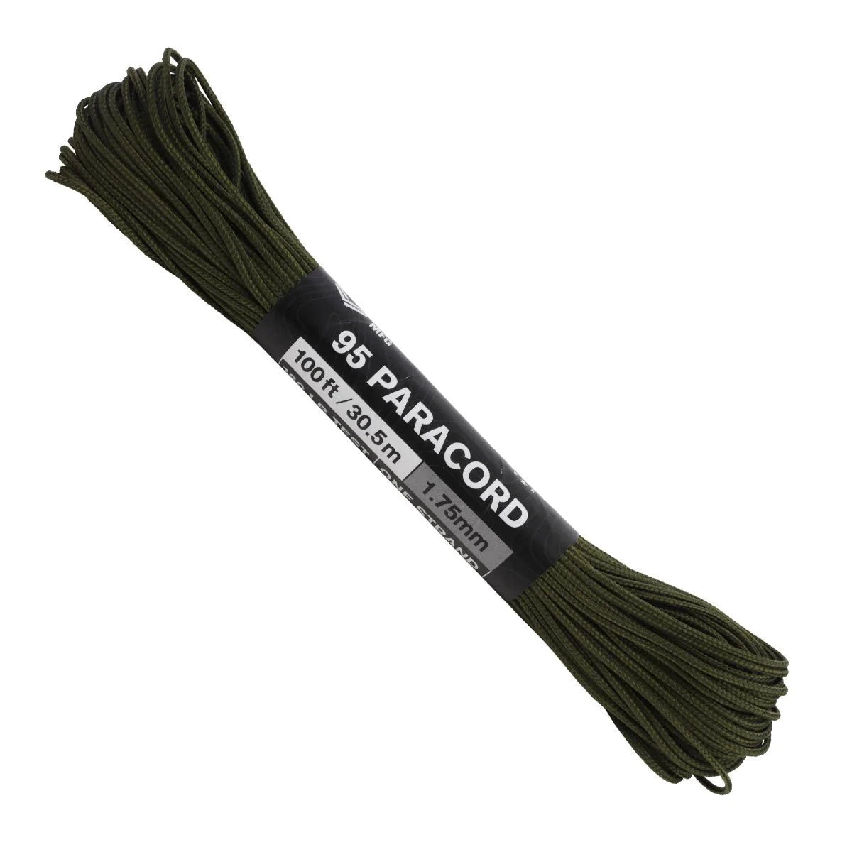 1.8 mm (5/64”) 95/Type 1 Paracord Olive Made in the USA Polyester/Nylon Atwood Rope
