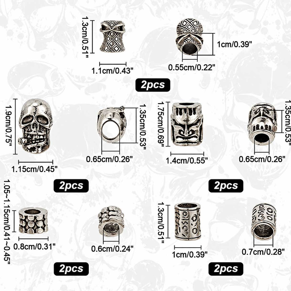 Alloy 10 pcs 2 each of 5 Styles Bead/Charm (1 Pack) 280-