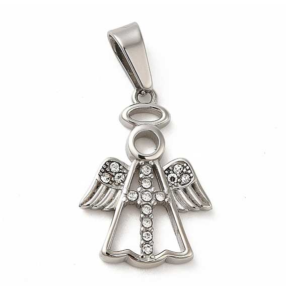 Angel w/Rhinestones 304 Stainless Steel Pendant/Charm 280-