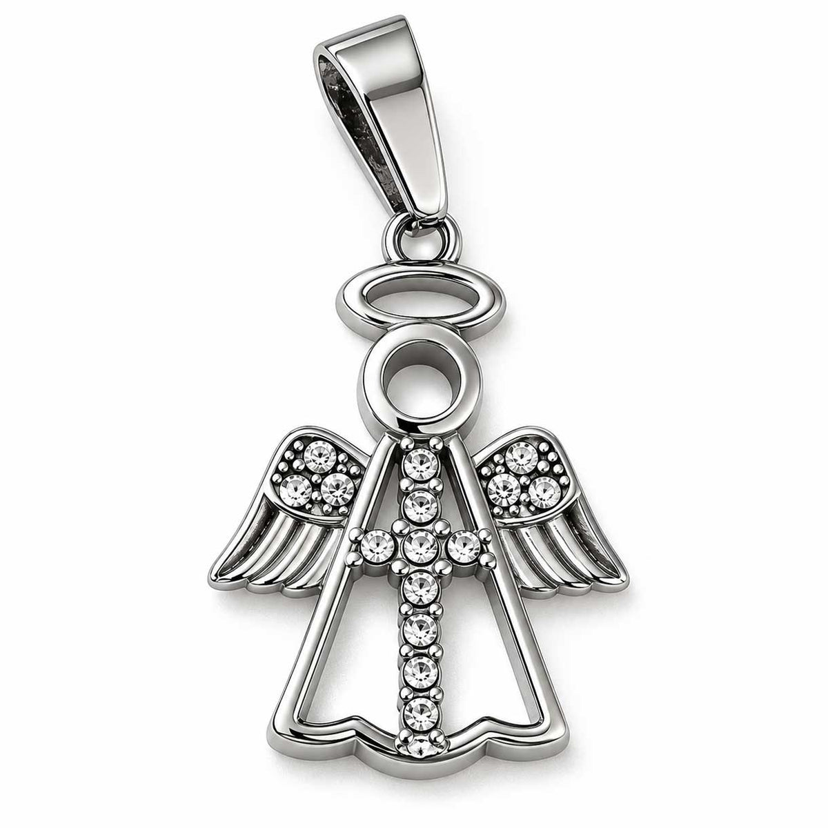 Angel w/Rhinestones 304 Stainless Steel Pendant/Charm 280-