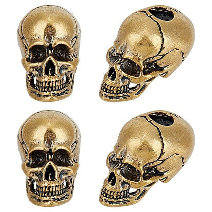 Antique Golden Broken Skull Charm/Bead Brass (4 Pack) 280-
