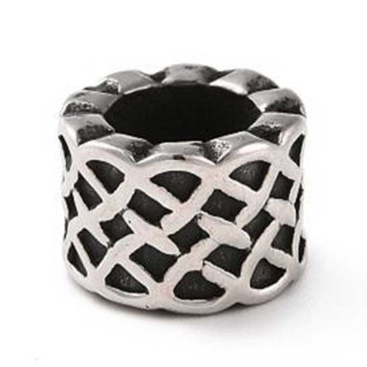 Antique Silver Broken Cross Hatch 304 Stainless Steel Bead/Charm (2 Pack) 280-