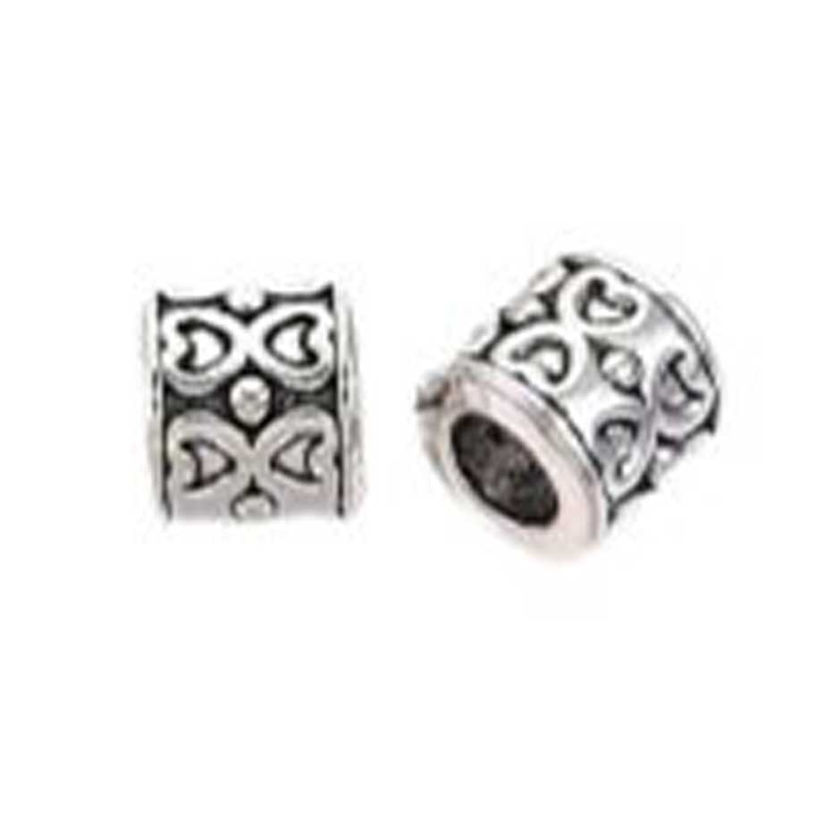 Antique Silver Column Butterfly/Heart Alloy Bead/Charm (10 Pack) 280-