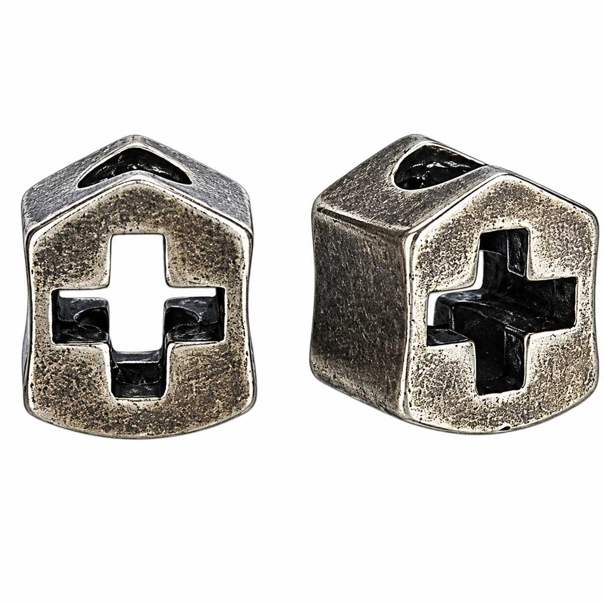 Antique Silver Cross and Shield Brass Bead/Charm (2 Pack) 280-