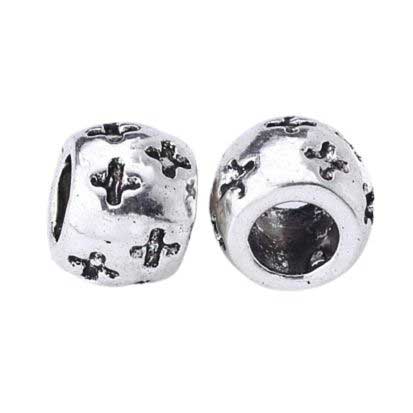 Antique Silver Crosses Round Alloy Bead/Charm (10 Pack) 280-