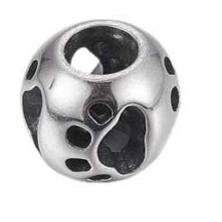 Antique Silver Dog Paw Round 304 Stainless Steel Bead/Charm 2 (Pack) 280-