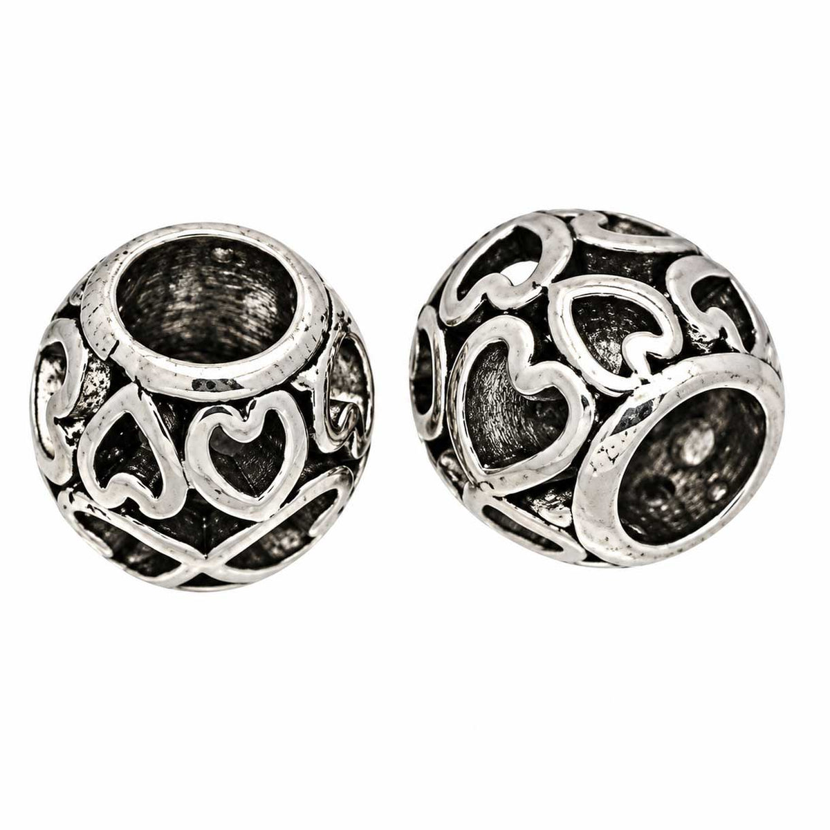 Antique Silver Filigree Heart Alloy Bead/Charm (10 Pack) 280-