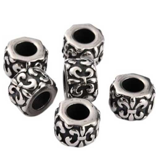 Antique Silver Fleur De Lis (Scout / Lily) 304 Stainless Steel Bead (2 Pack) Two Single Beads 280-