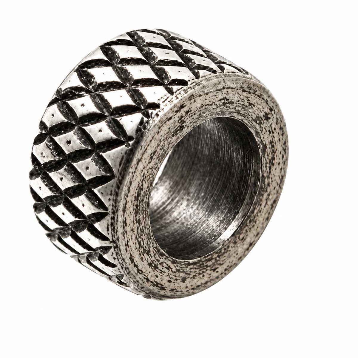 Antique Silver Grid Metal Beads 304 Stainless Steel (2 Pack) 280-