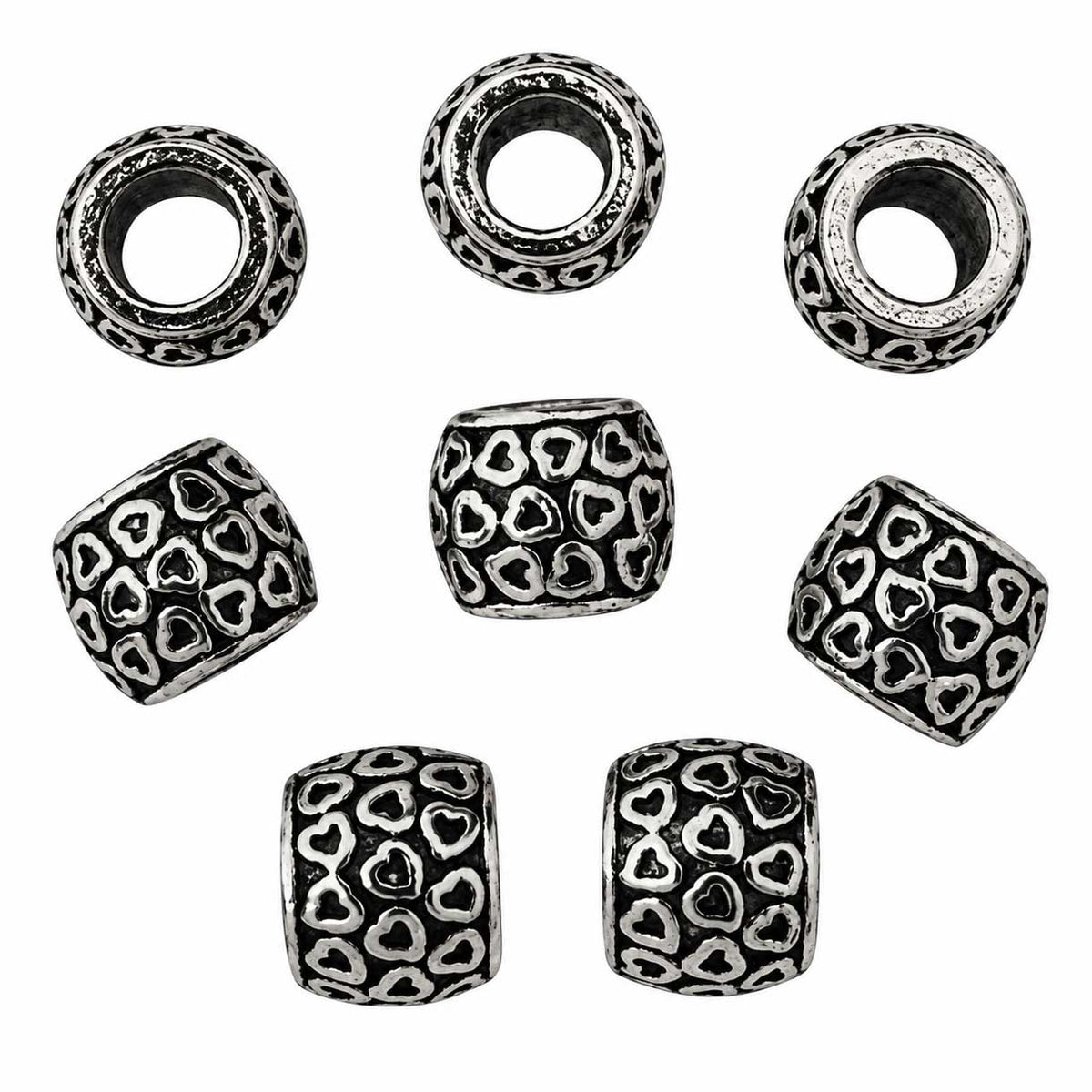 Antique Silver Heart Drum Alloy Bead/Charm (10 Pack) 280-