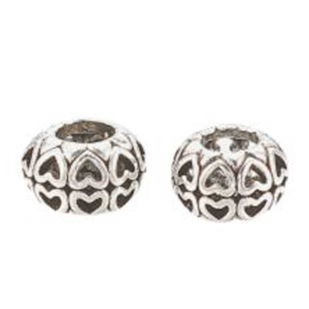 Antique Silver Hearts Alloy Bead/Charm (5 Pack) 280-
