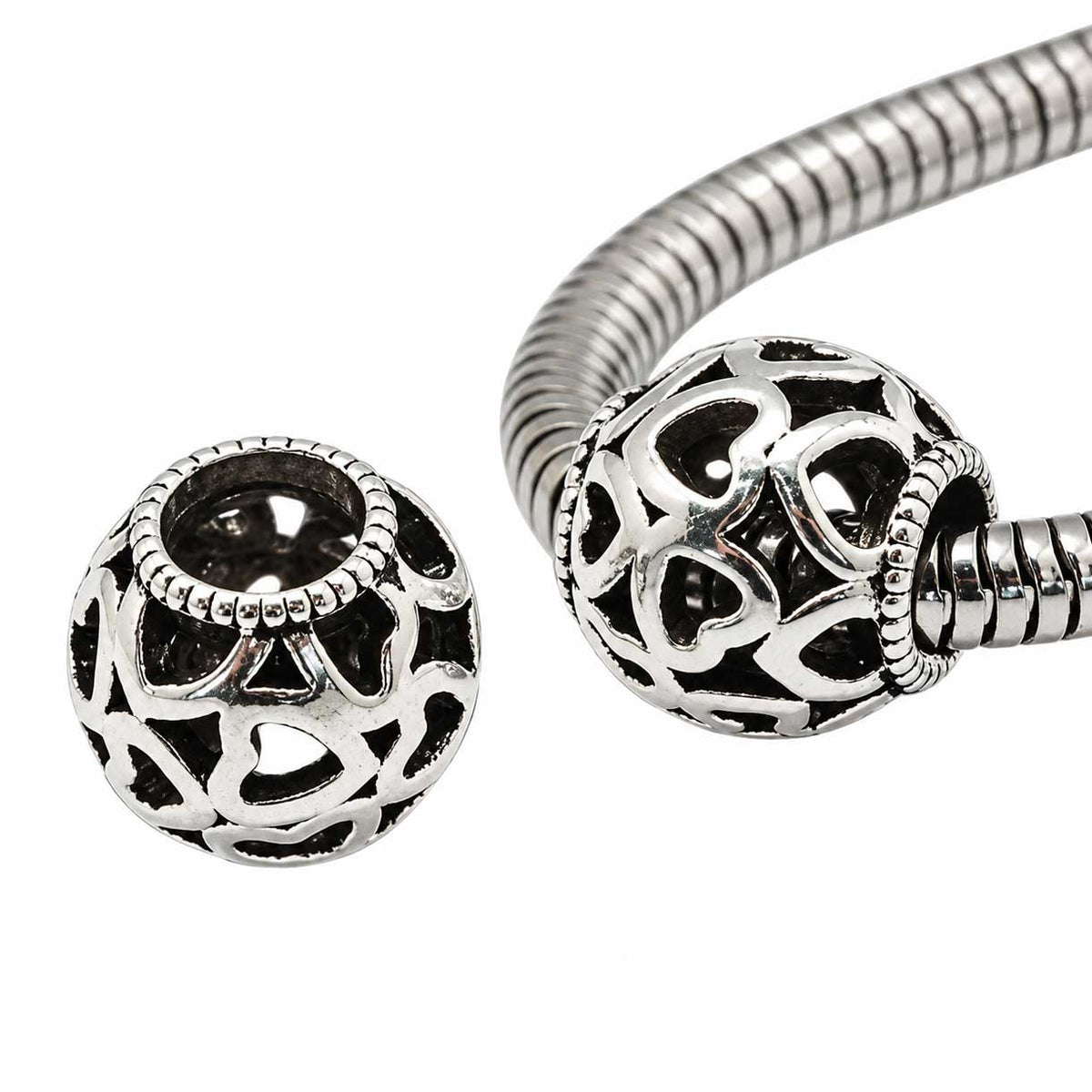 Antique Silver Hollow Hearts Metal Beads (10 Pack) 280-