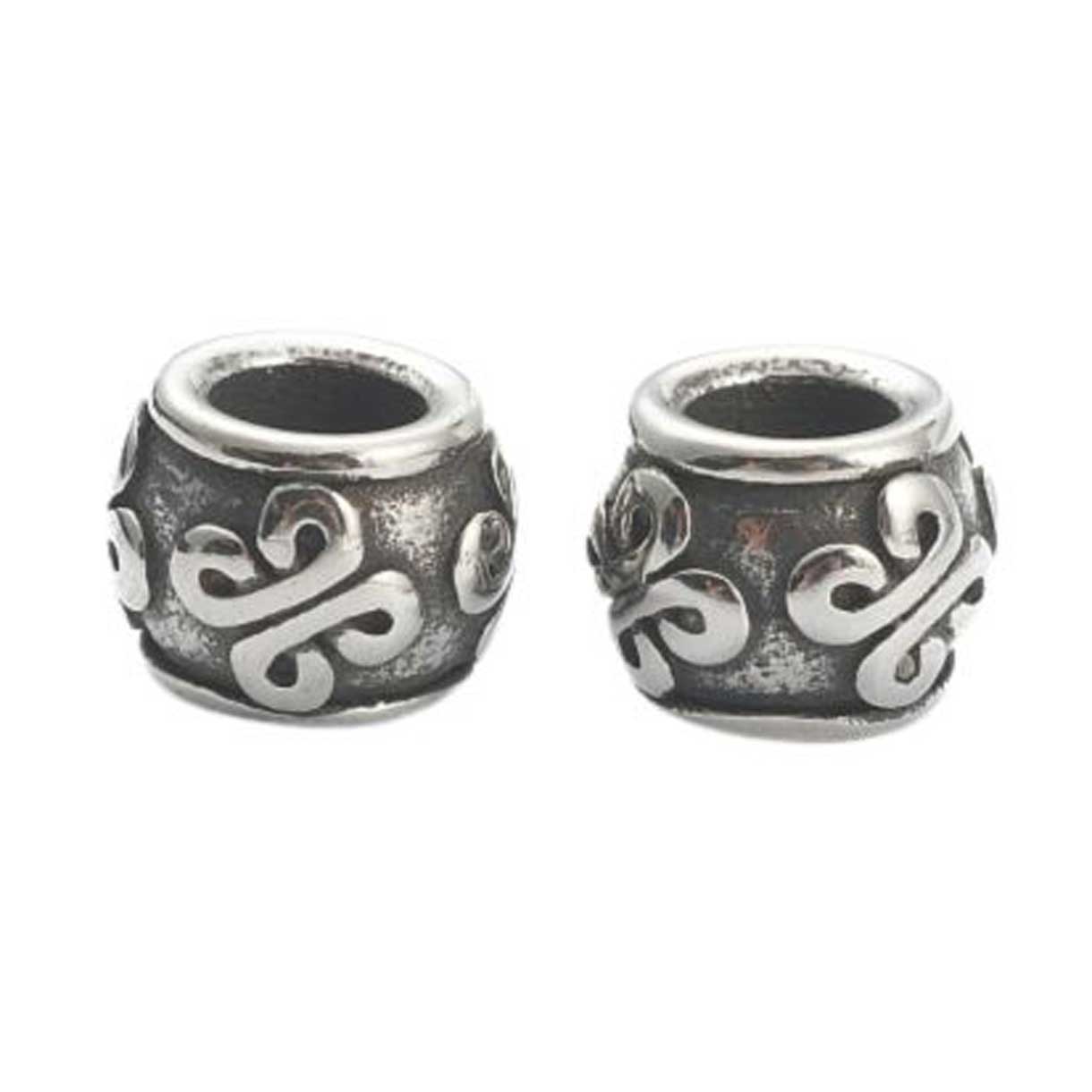 Antique Silver Knotted Barrel Metal Beads (2 Pack) 304 Stainless Steel