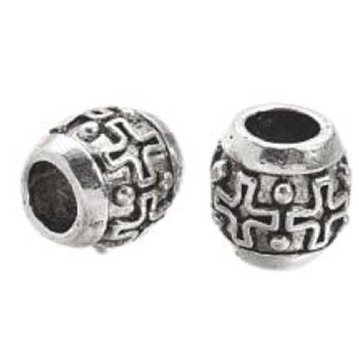 Antique Silver Plated Cross Barrel Alloy Bead/Charm (5 Pack) 280-