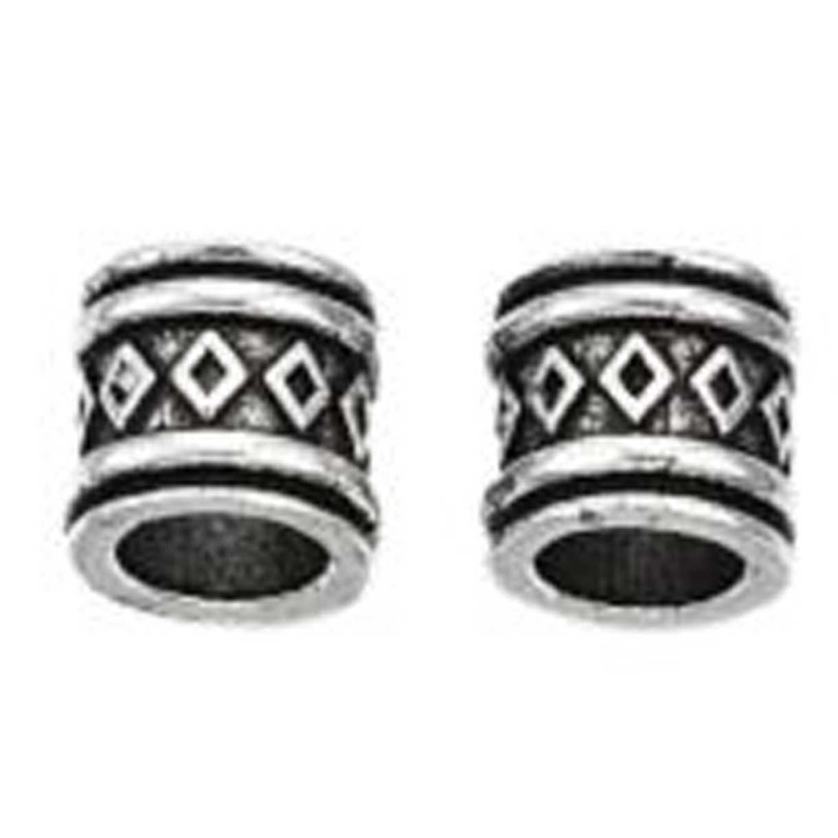 Antique Silver Plated Diamonds Column Alloy Bead/Charm (10 Pack) 280-