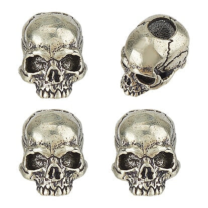 Antique Silver Skull Charm/Bead Brass (4 Pack) 280-