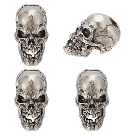 Antique Silver Skull Charm/Bead Brass (4 Pack) 280-