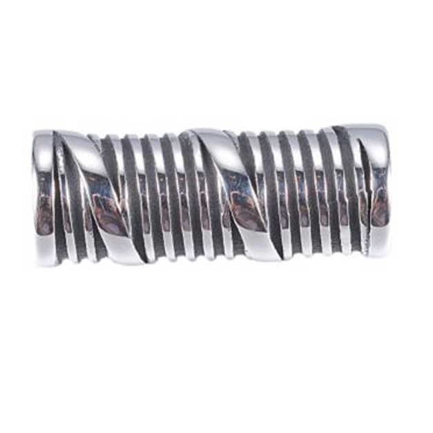 Antique Silver Smooth Spiral Banded Grooves 304 Stainless Steel Column Bead/Charm (1 Pack) 280-