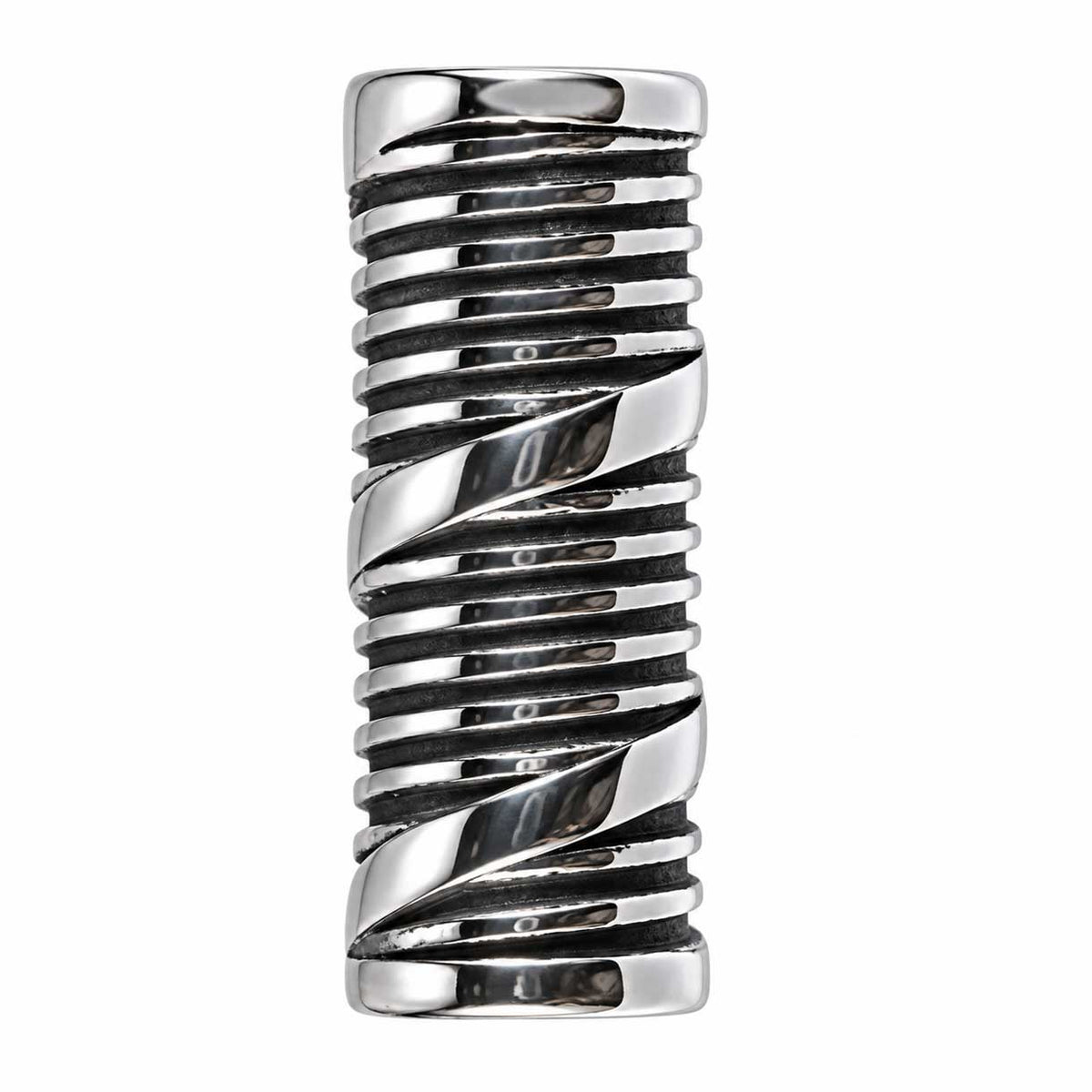 Antique Silver Smooth Spiral Banded Grooves 304 Stainless Steel Column Bead/Charm (1 Pack) 280-